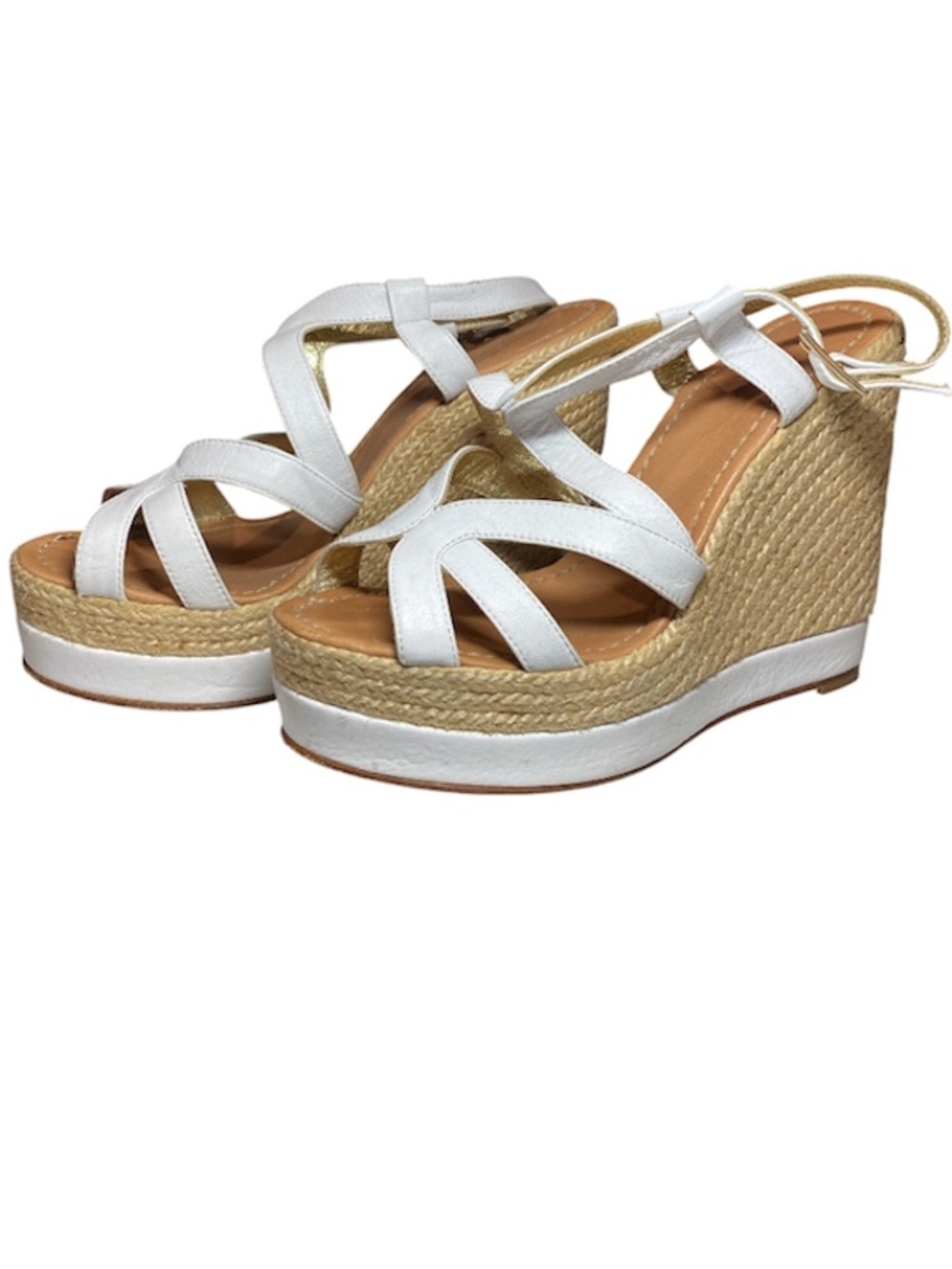 Kate Spade Liv White Leather 5"Heel Platform Sandal - Size 10 (runs small)